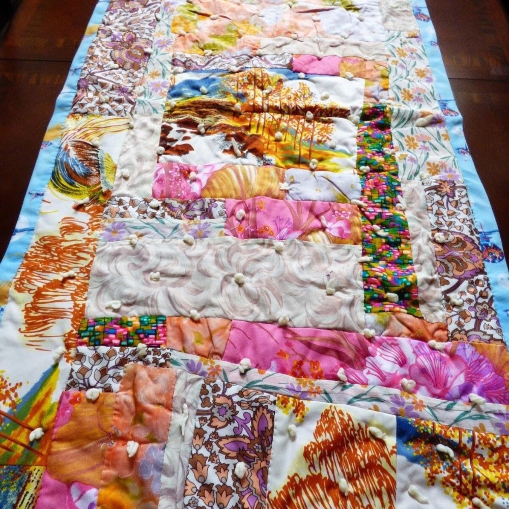 Nursery Multi color Polyester Space Quilt Baby Child Hand Stitched 28" x 56"